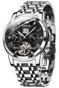 OLEVS Luxe Men's Automatic Skeleton Diamond Watch, Black dial